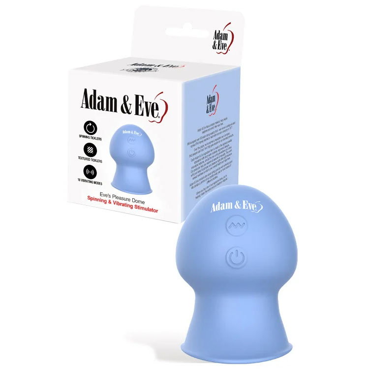 Adam & Eve Eve's Pleasure Dome spinning and vibrating stimulator in blue silicone